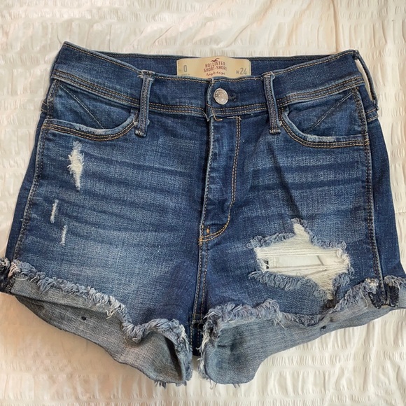 Hollister Pants - Dark denim high waisted shorts